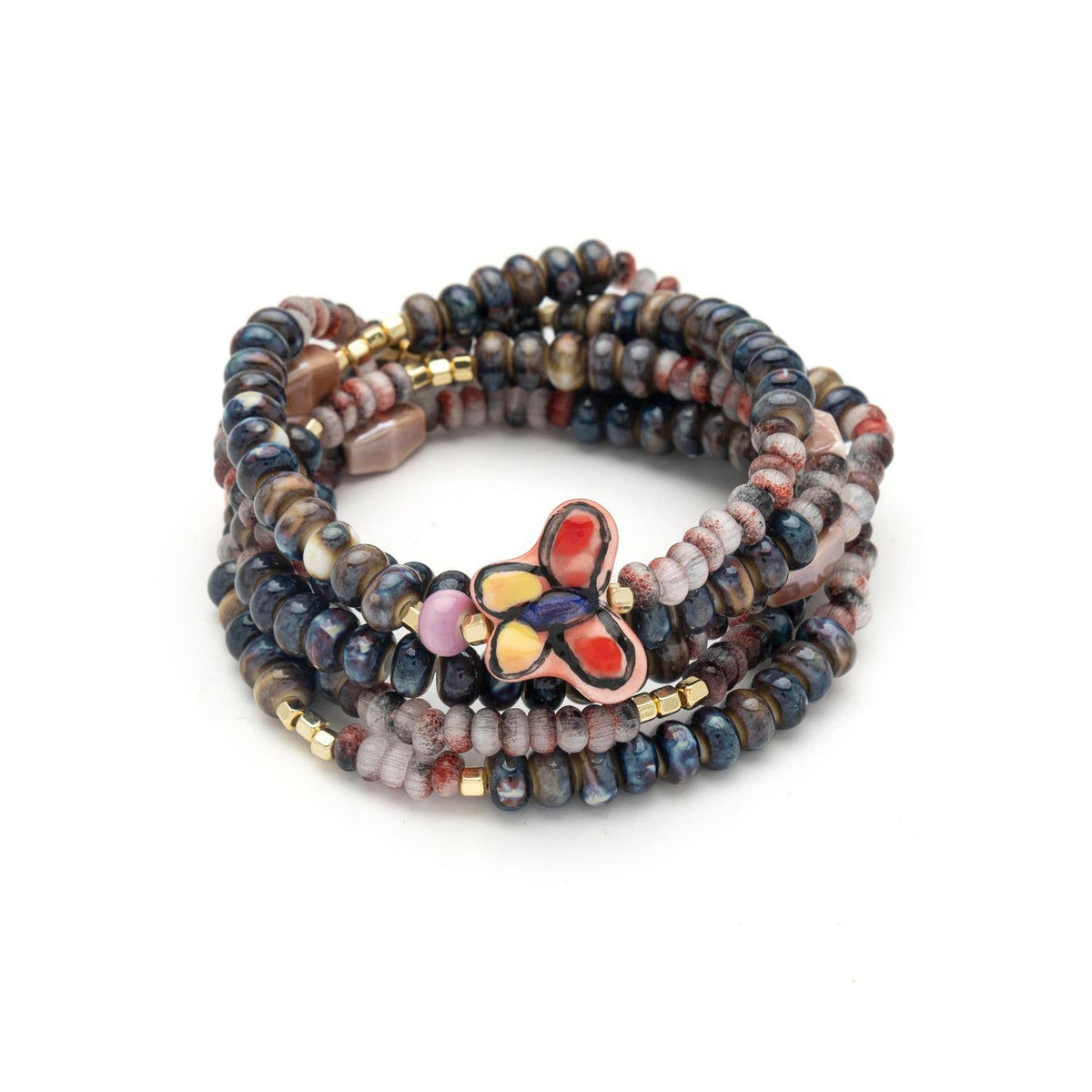 Ceramic Bead Wrap Bracelet/Necklace - Transformation/Butterf