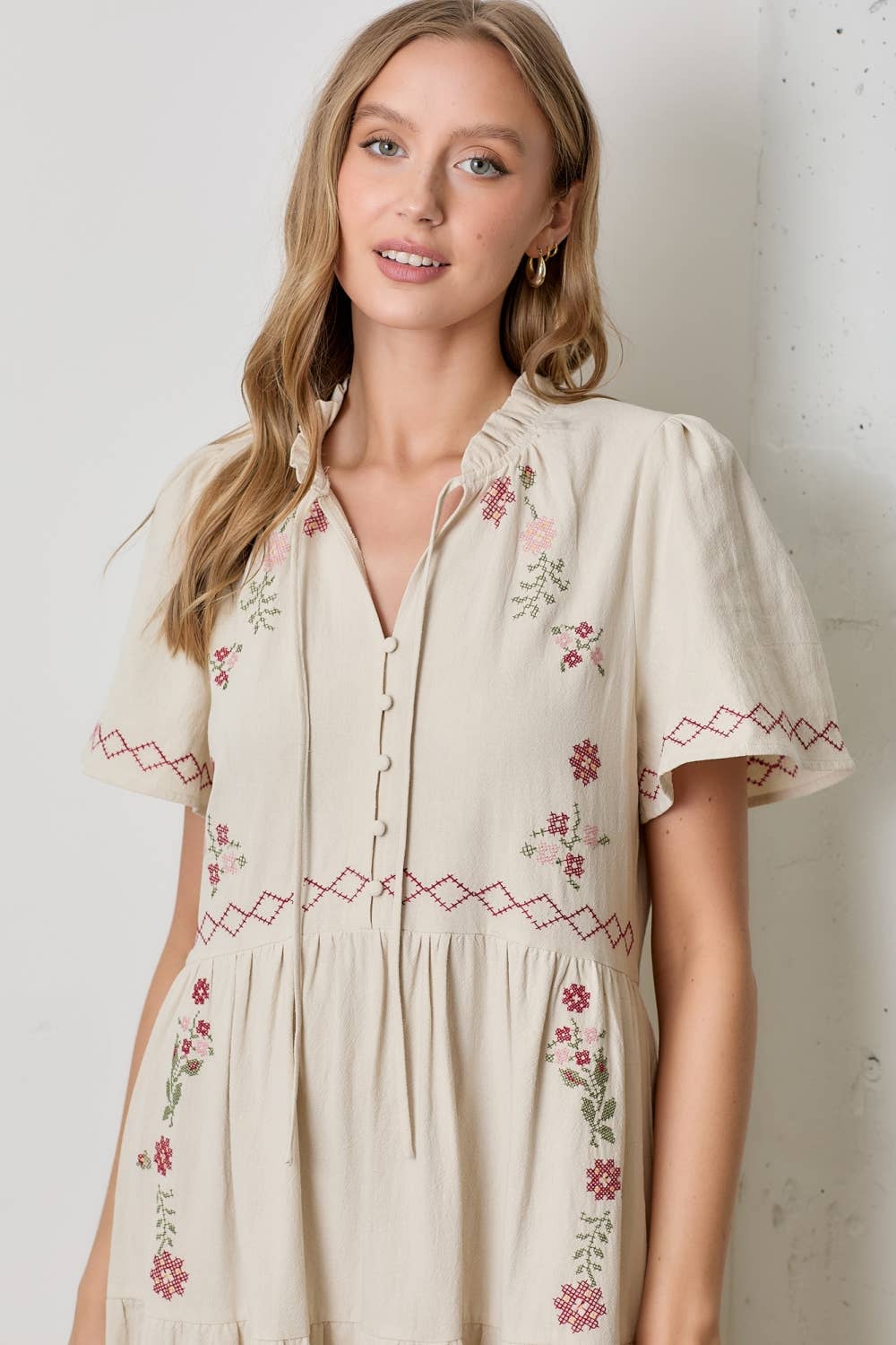 CROSS STITCH MAXI DRESS