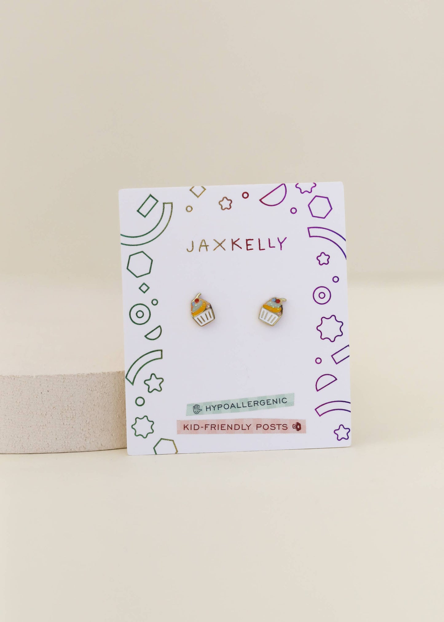 Cupcake Enamel Flat Back Kids Earrings