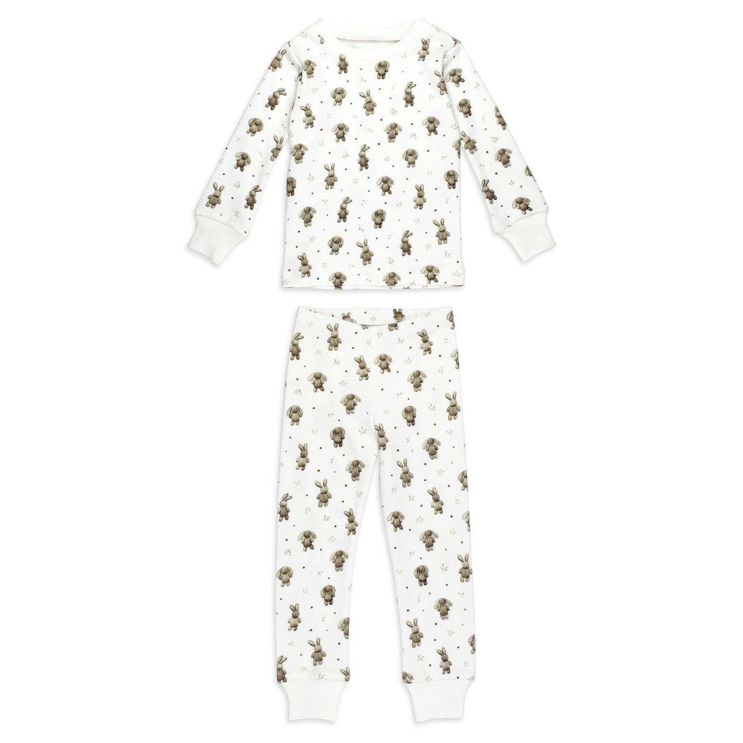 Kids' Organic L/Sleeve PJ Set in Bunny Shadow