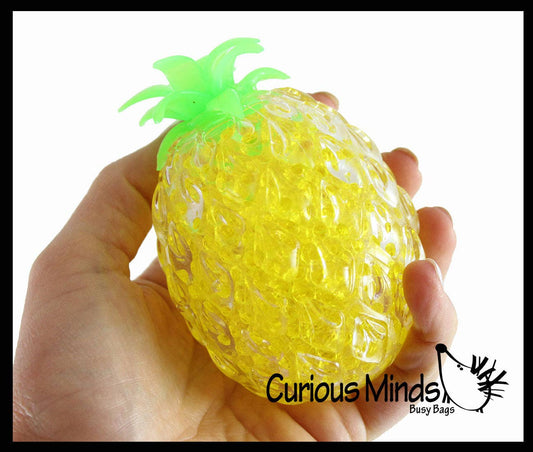 Yellow Pineapple Fruit Water Bead Filled Clear Squeeze