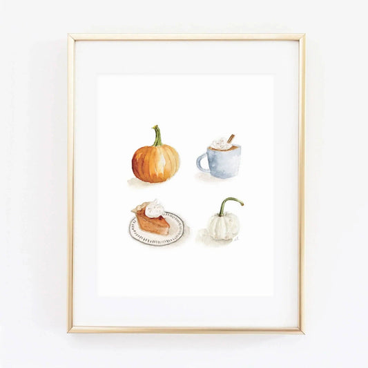 Pumpkin season watercolor wall art print