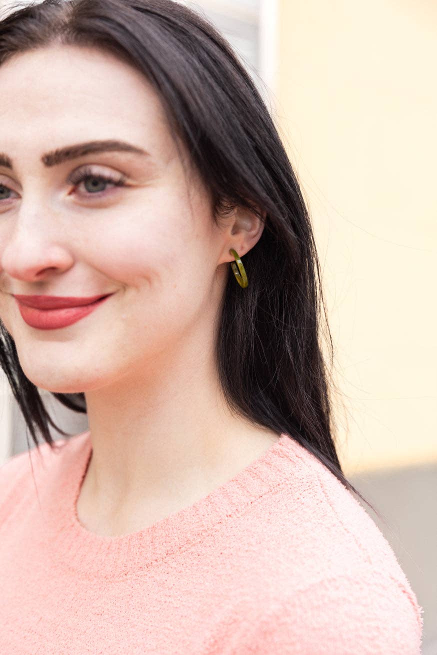 Cam Mini Hoops - Olive // Jewelry, Earrings, Fall