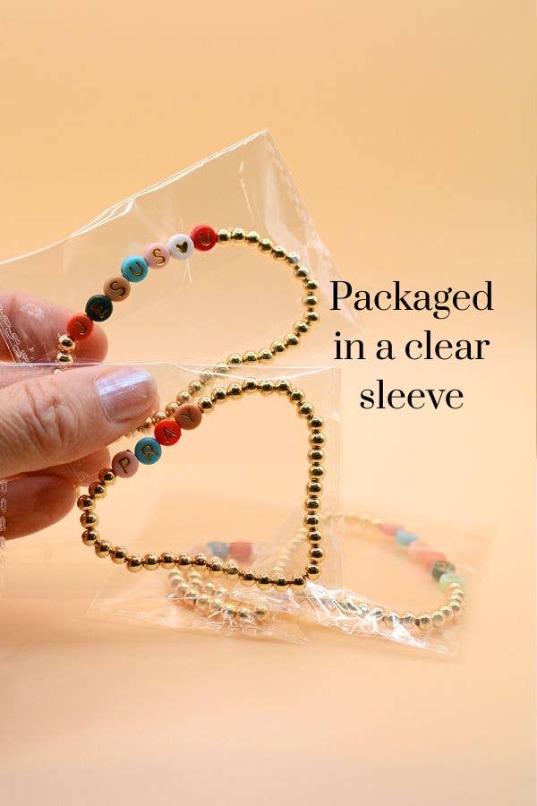 Gold Faith Bracelets – Jesus Loves U, Pray, Saved, Worthy