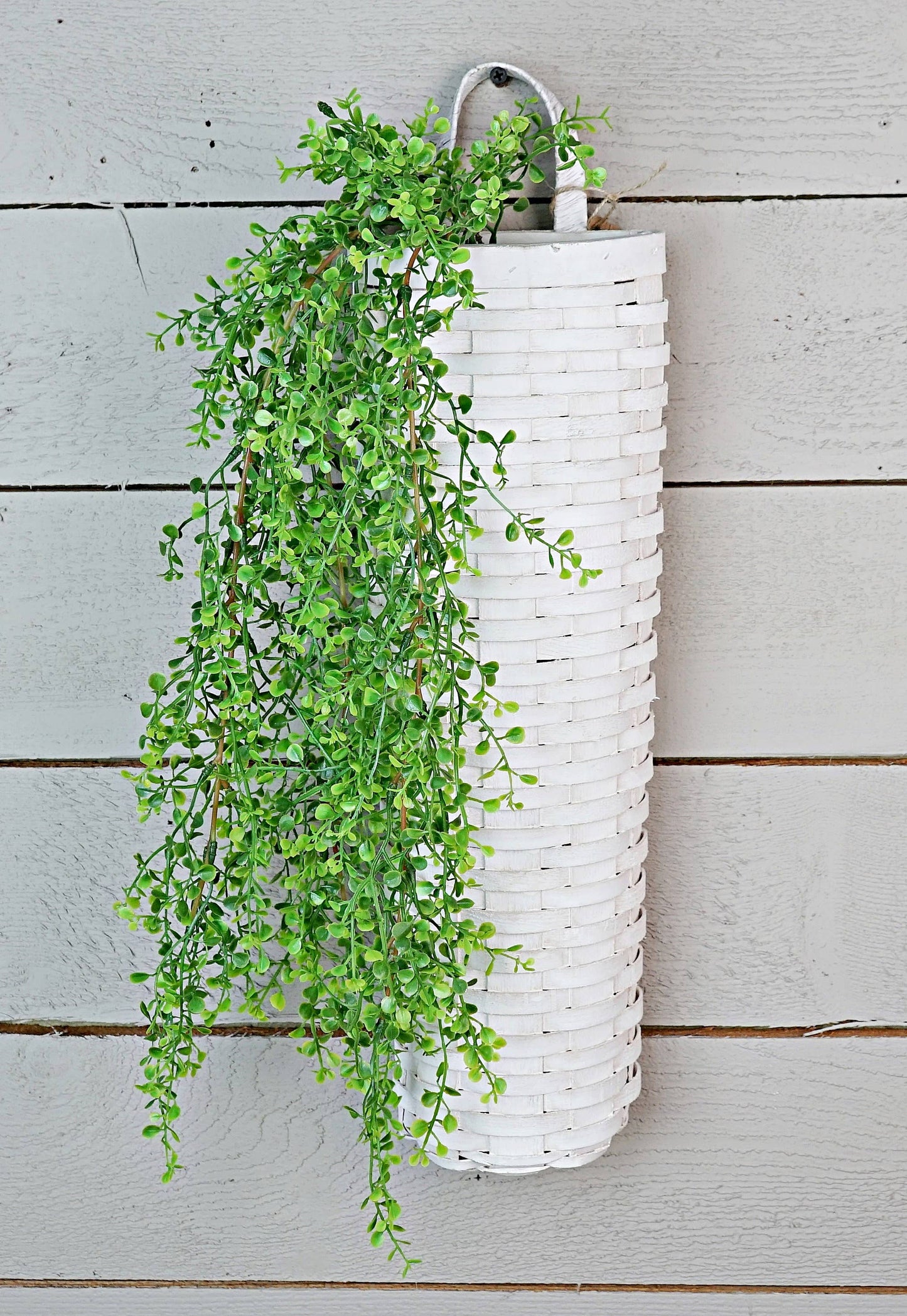 Long John Woven Wall Basket-White Wash-18Lx6W-