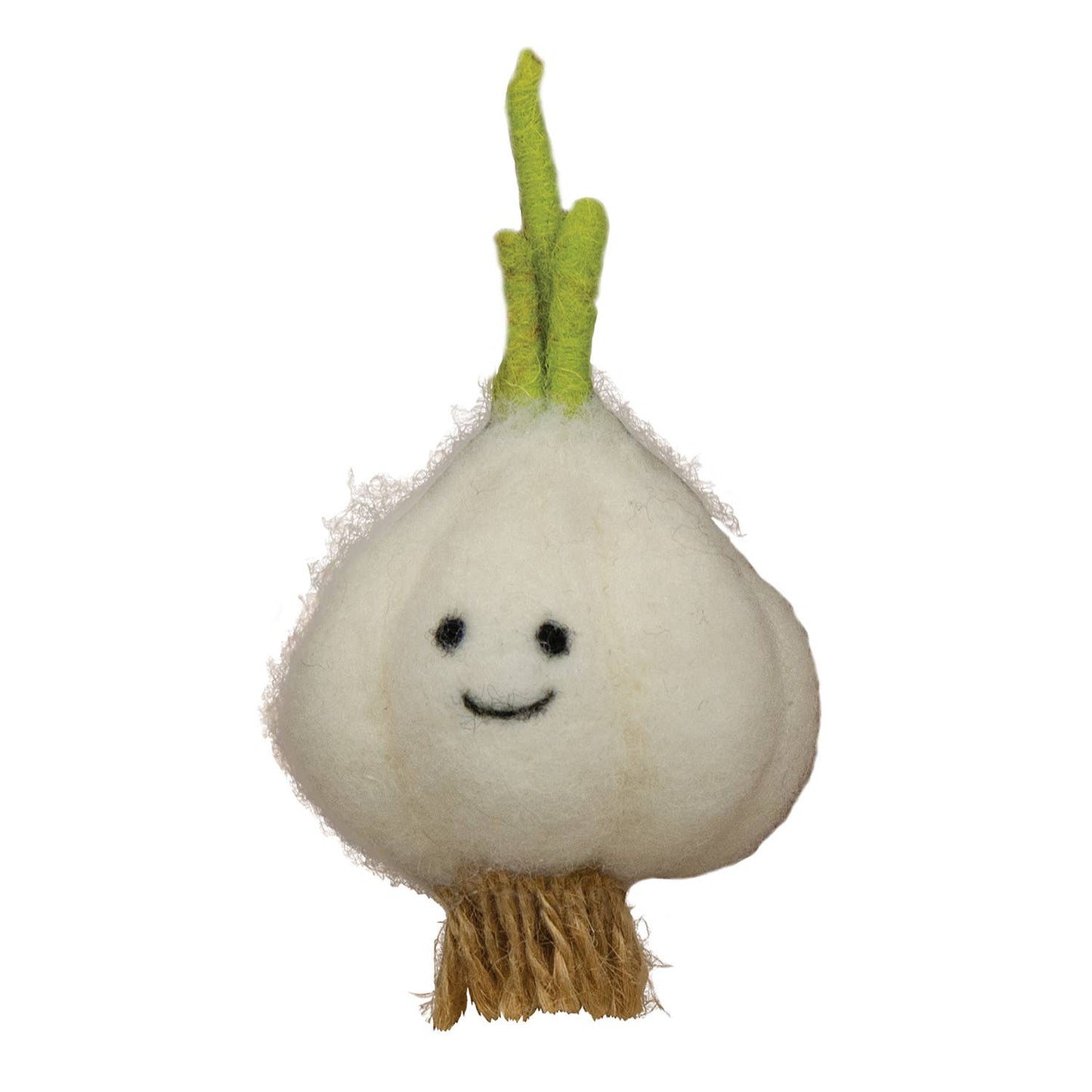 Happy Face Garlic Felted  Ornament