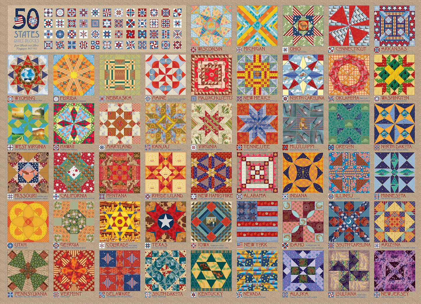 50 States Quilt Blocks 1000-Piece Cobble Hill Puzzle