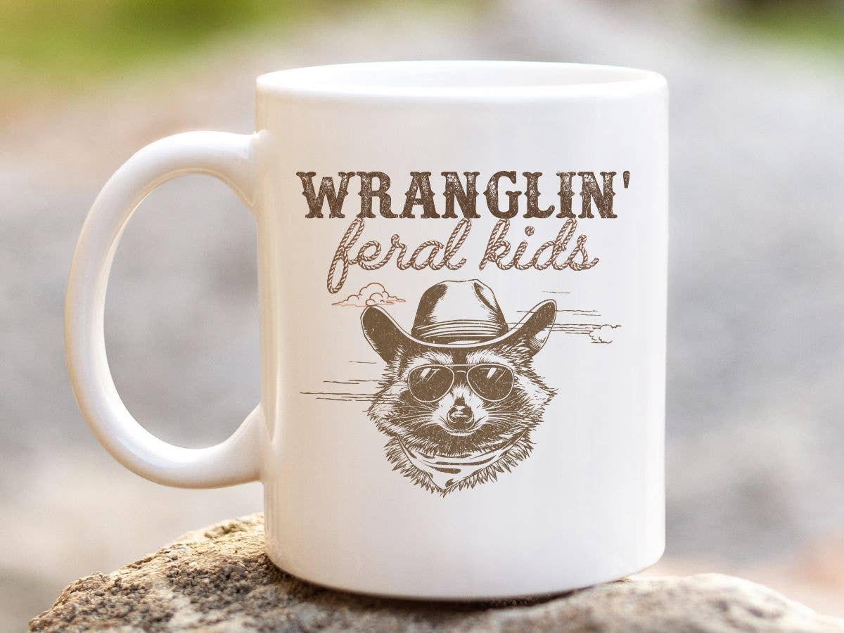 Wranglin' Feral Kids Funny 11 oz Coffee Mug