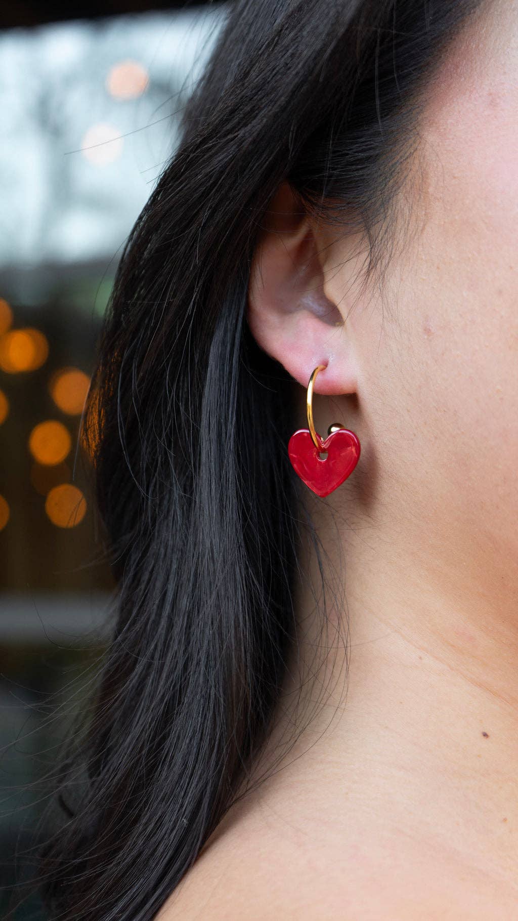 Sweetheart Hoops - Red // Valentine's Day Earrings, Jewelry