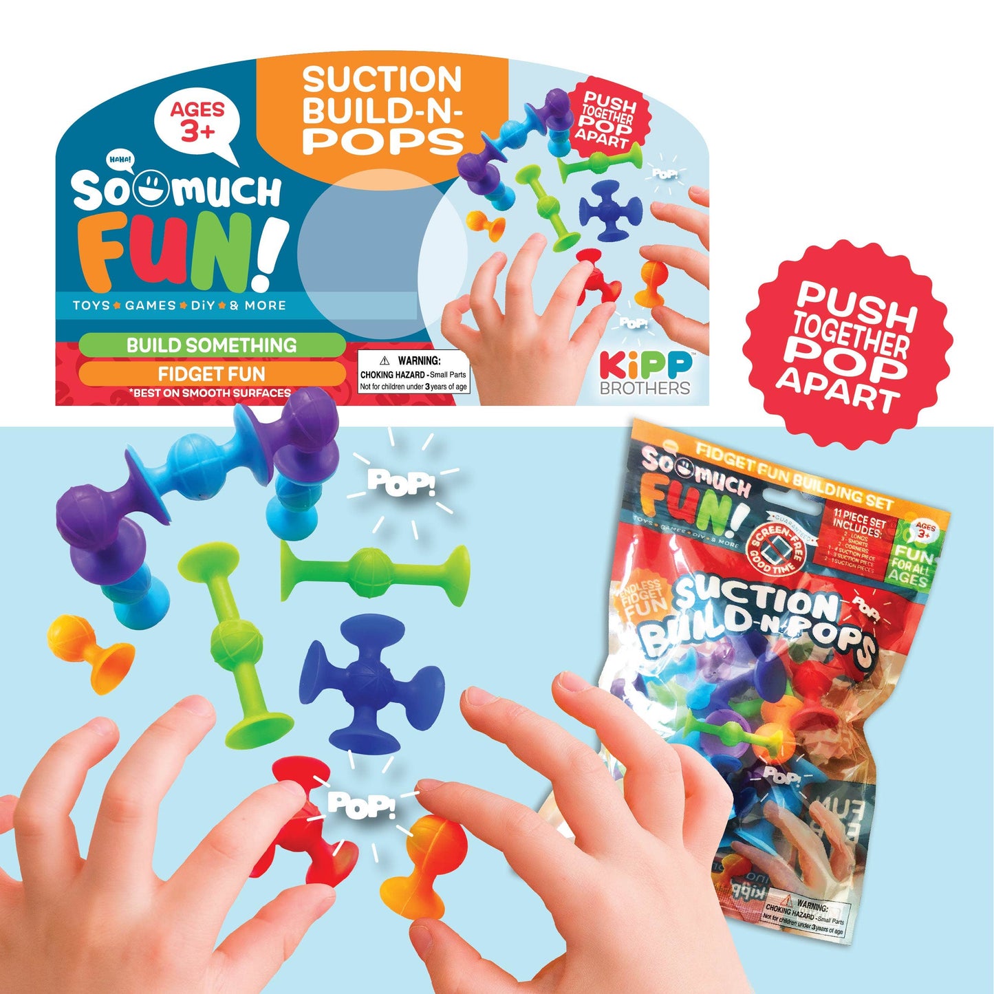 So Much Fun! Fidget Build-N-Suction Pops - 12/Pack