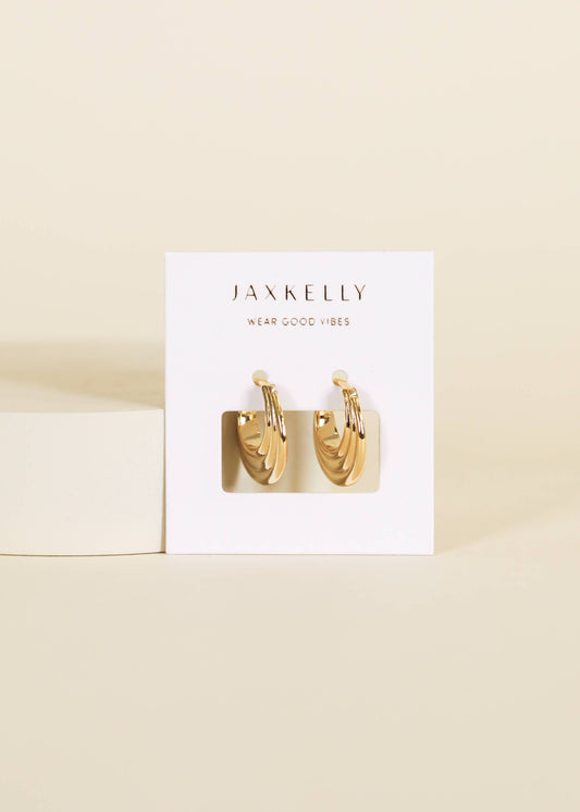 Gold Hoop - Triple Arch - Earrings