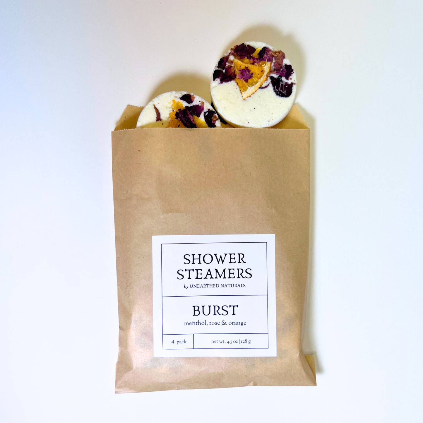 Burst Shower Steamers – 4 Pack | Menthol, Rose & Orange