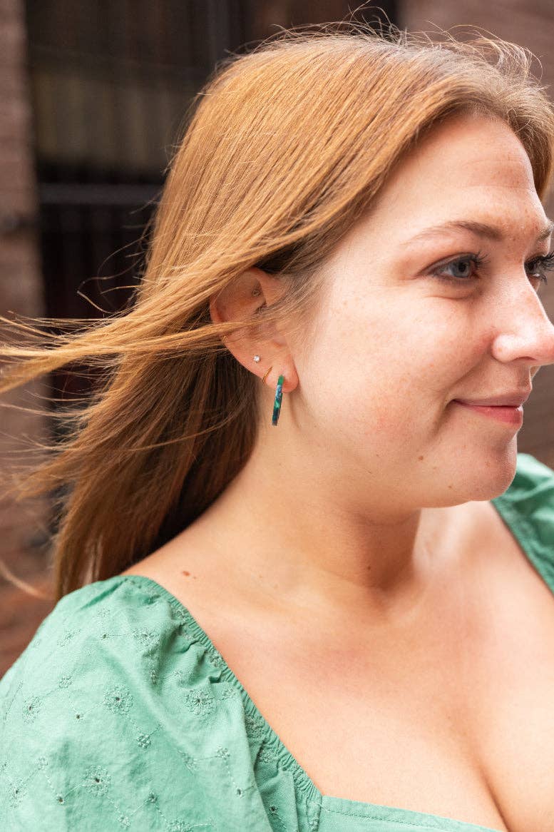 Cam Mini Hoops - Dark Green // Jewelry, Earrings, Fall