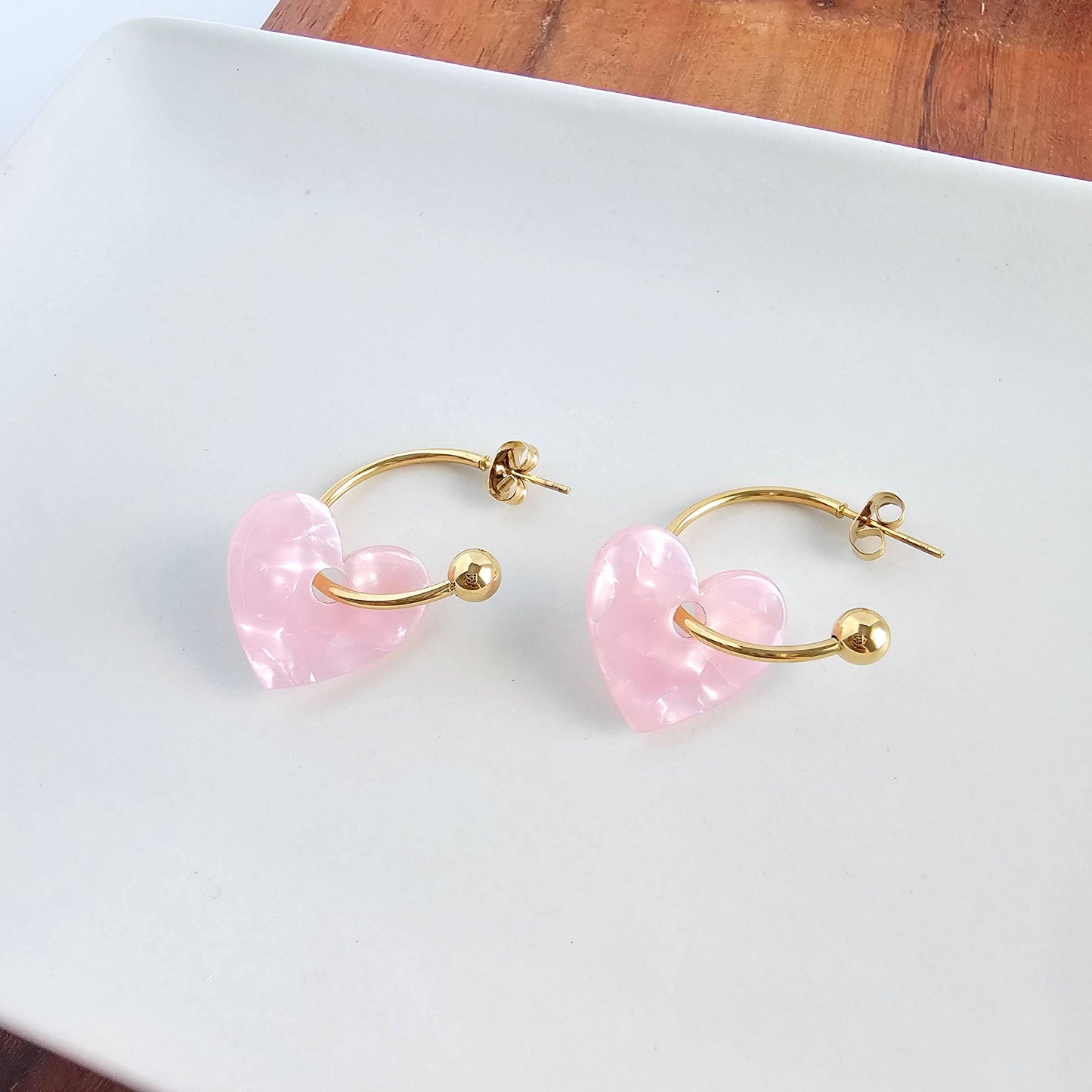 Sweetheart Hoops - Pink // Valentine's Day Earrings, Jewelry