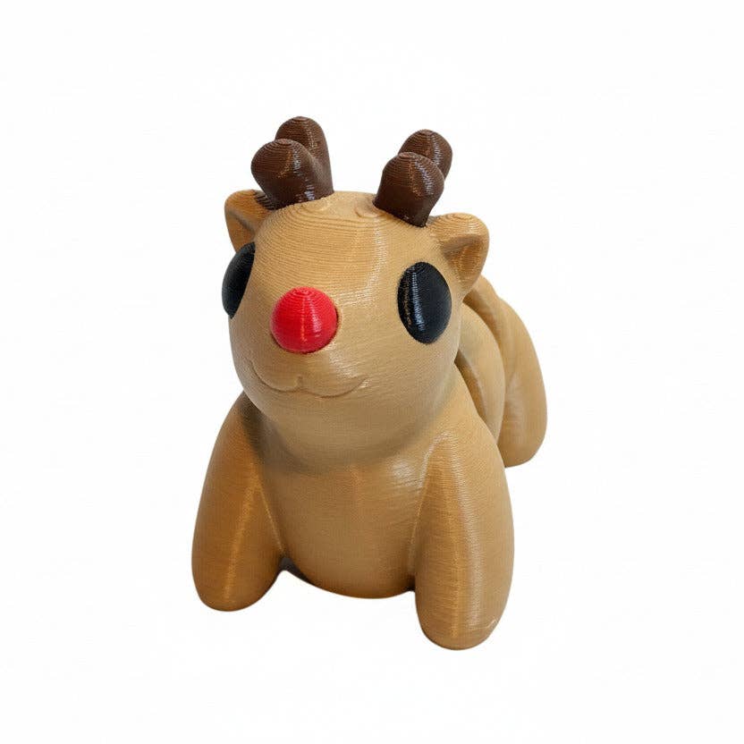 Red Nose Reindeer • Christmas • Articulated *Larger* Animals • 3D Printed Articulated Animal • Flexi Animals • Pocket Pets • Pocket Pals • Desk Pets [#72]