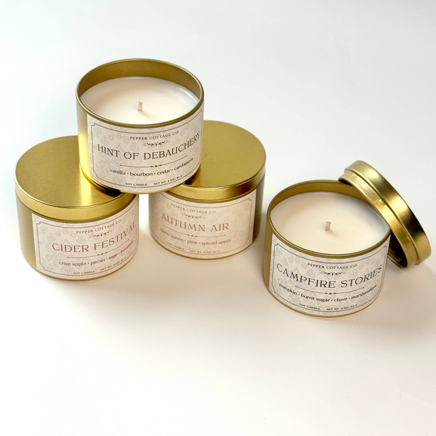 Cider Festival - Apple, Pecan, Bourbon, Sage 3 oz Soy Fall Candle