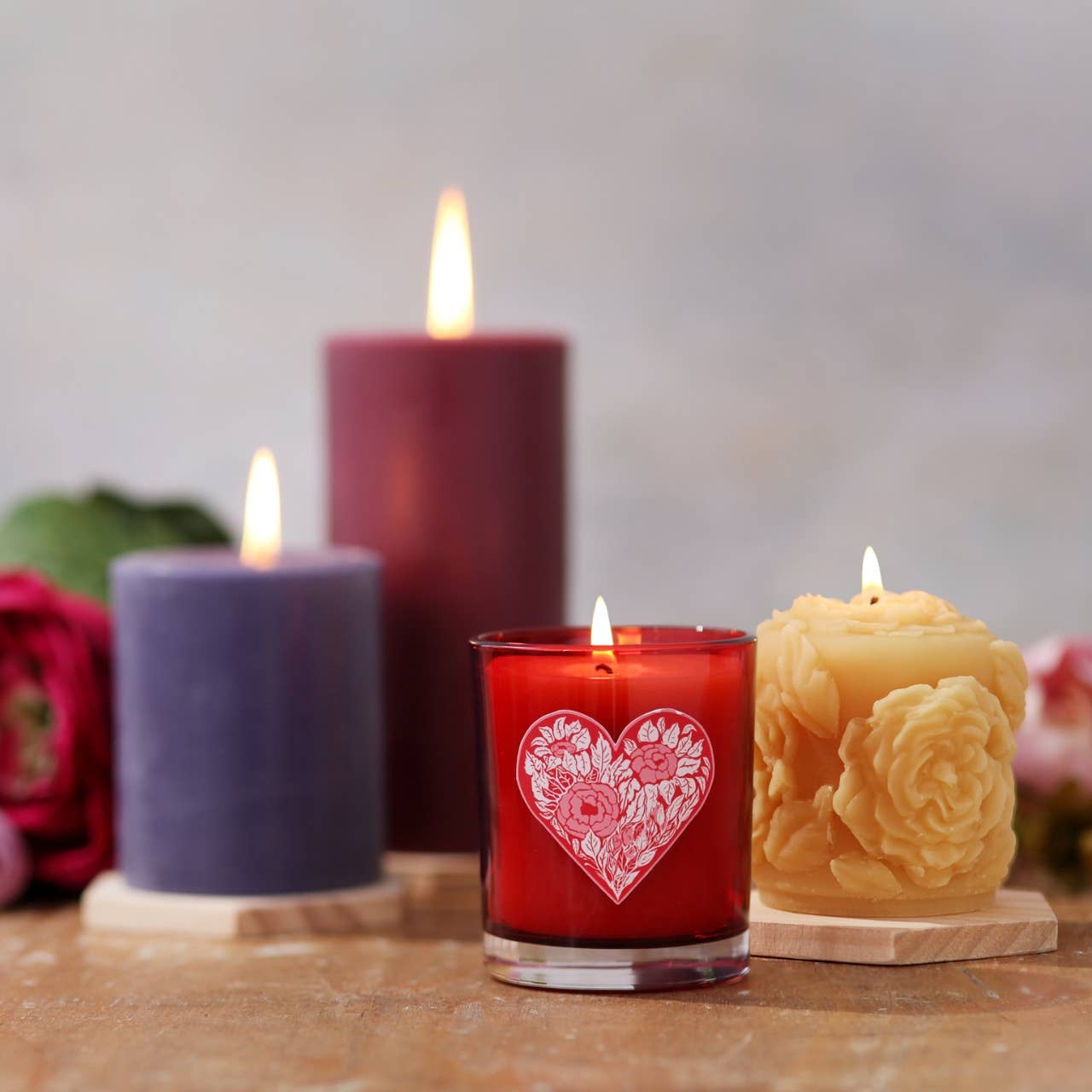 Glass Candles – Pure Beeswax – Sweet heart