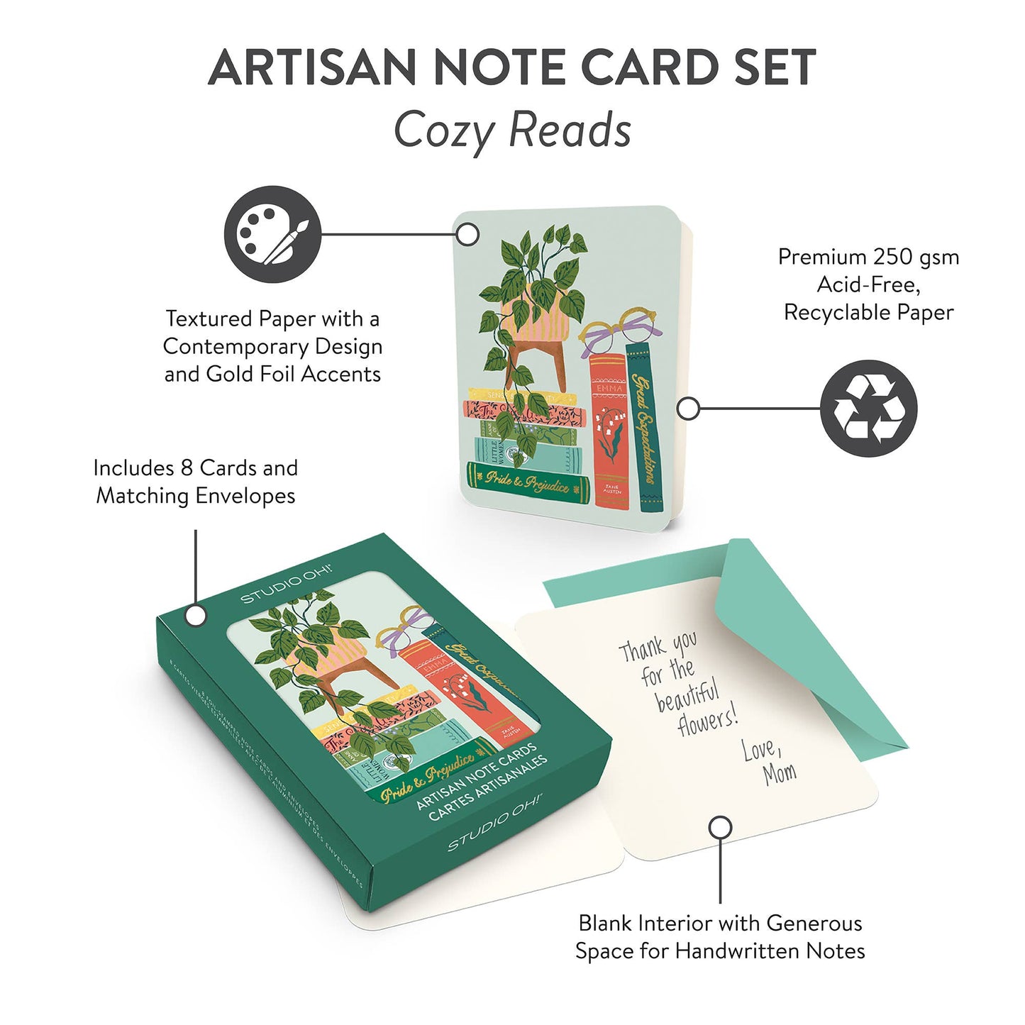 Cozy Reads Artisan Note Card Set