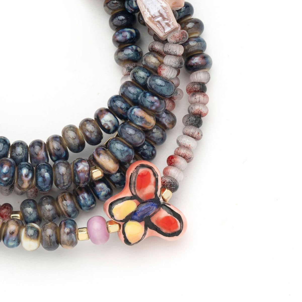 Ceramic Bead Wrap Bracelet/Necklace - Transformation/Butterf