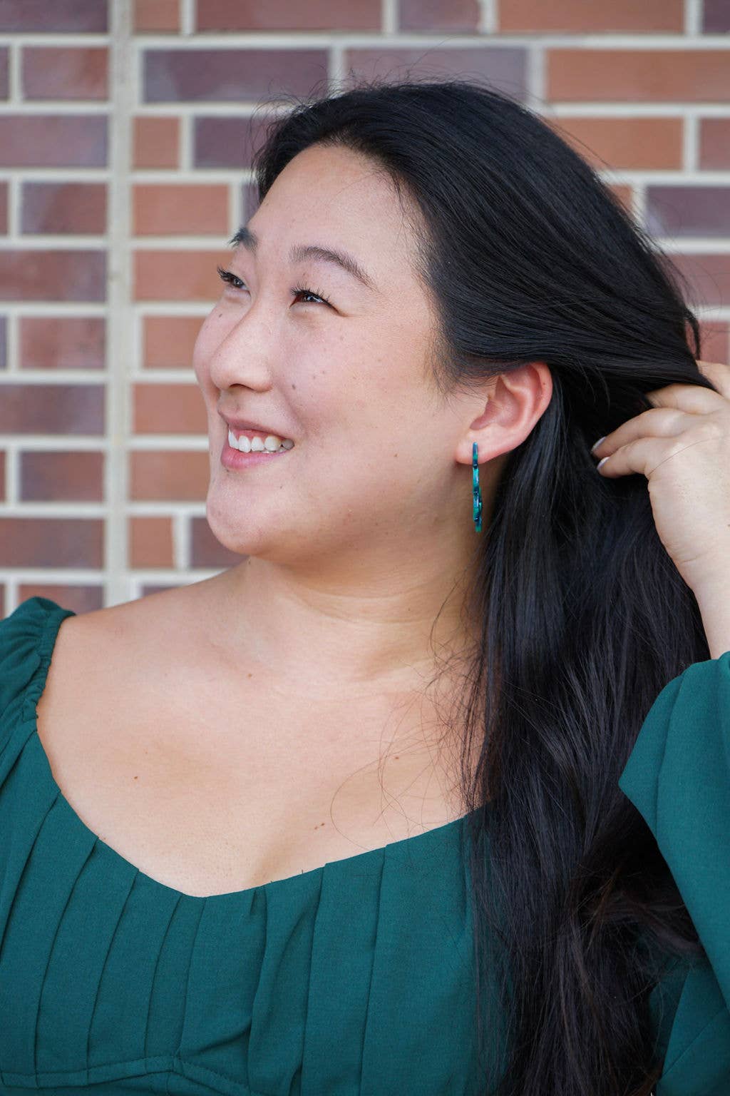 Christmas Tree Hoops - Dark Green // Christmas, Holiday, Jewelry, Earrings