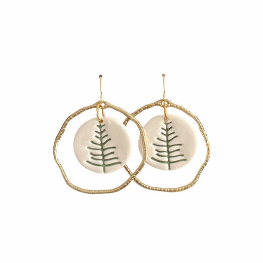 Evergreen Tree Circle Earrings | Winter, Christmas, Gifts