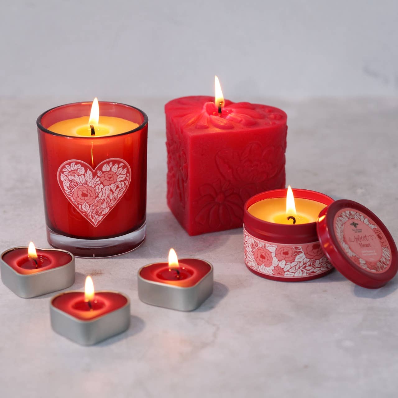 Glass Candles – Pure Beeswax – Sweet heart