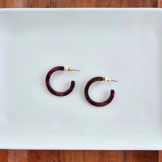 Cam Mini Hoops - Maroon // Jewelry, Earrings, Fall