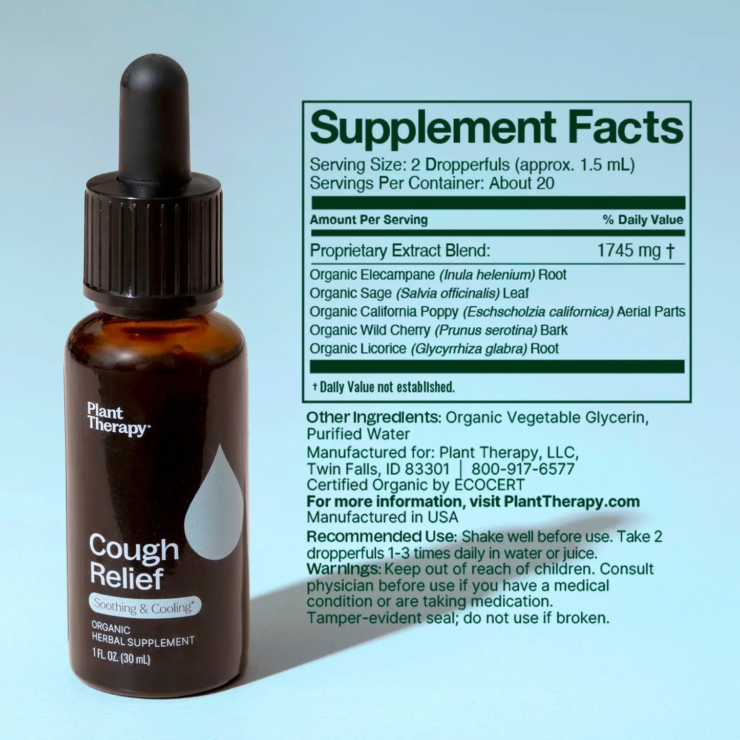 Cough Relief Organic Herbal Supplement 30 ml