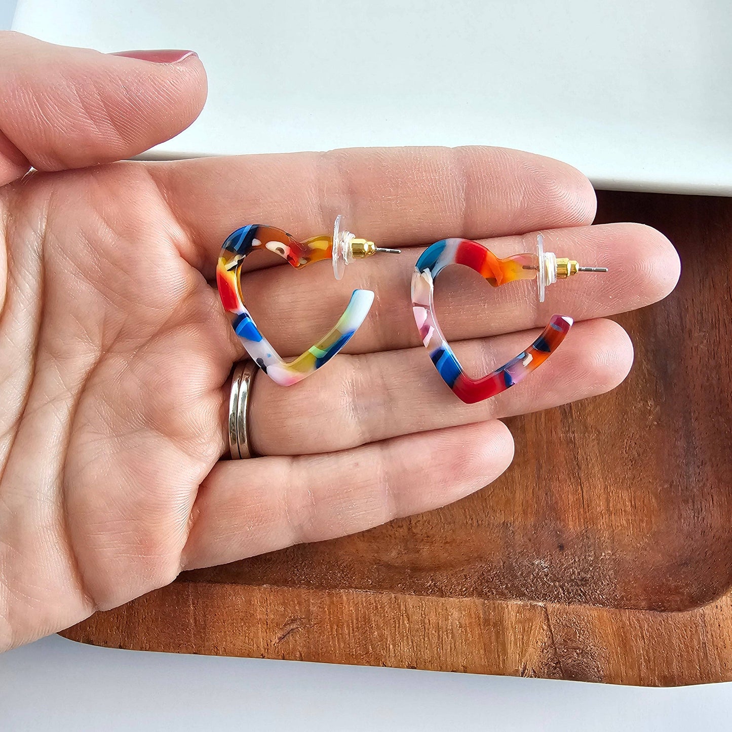 Mini Heart Hoops - Fiesta // Valentine's Day Earrings