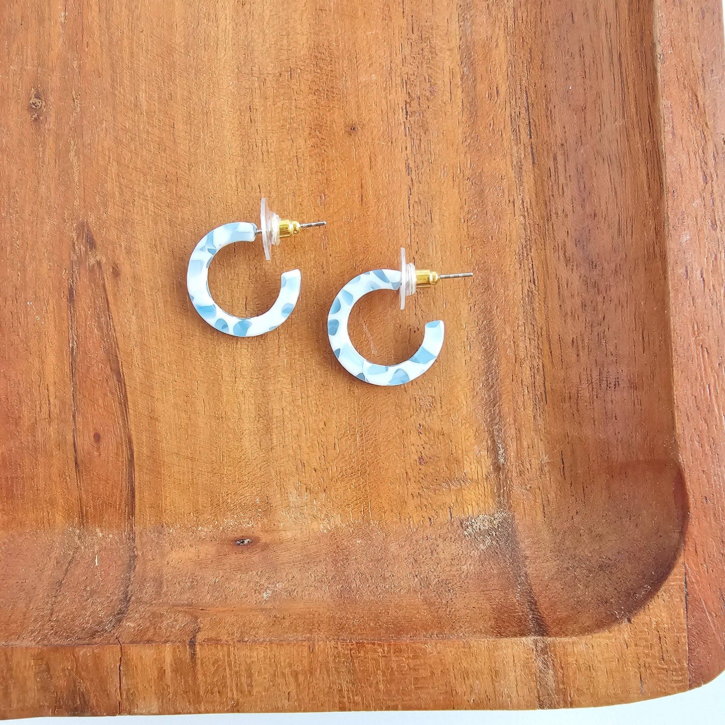 Micro Cam Mini Hoops - Pastel Blue Dot // Easter Jewelry
