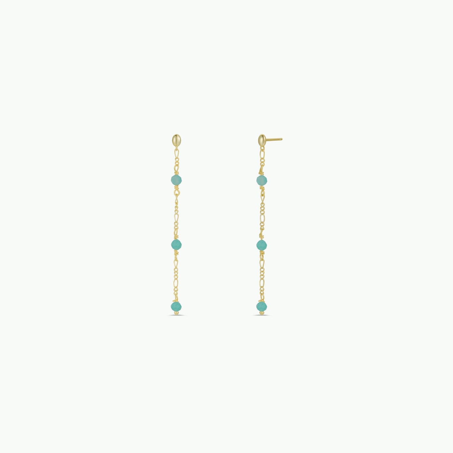 Gemstone Chain Drop Earring - Amazonite