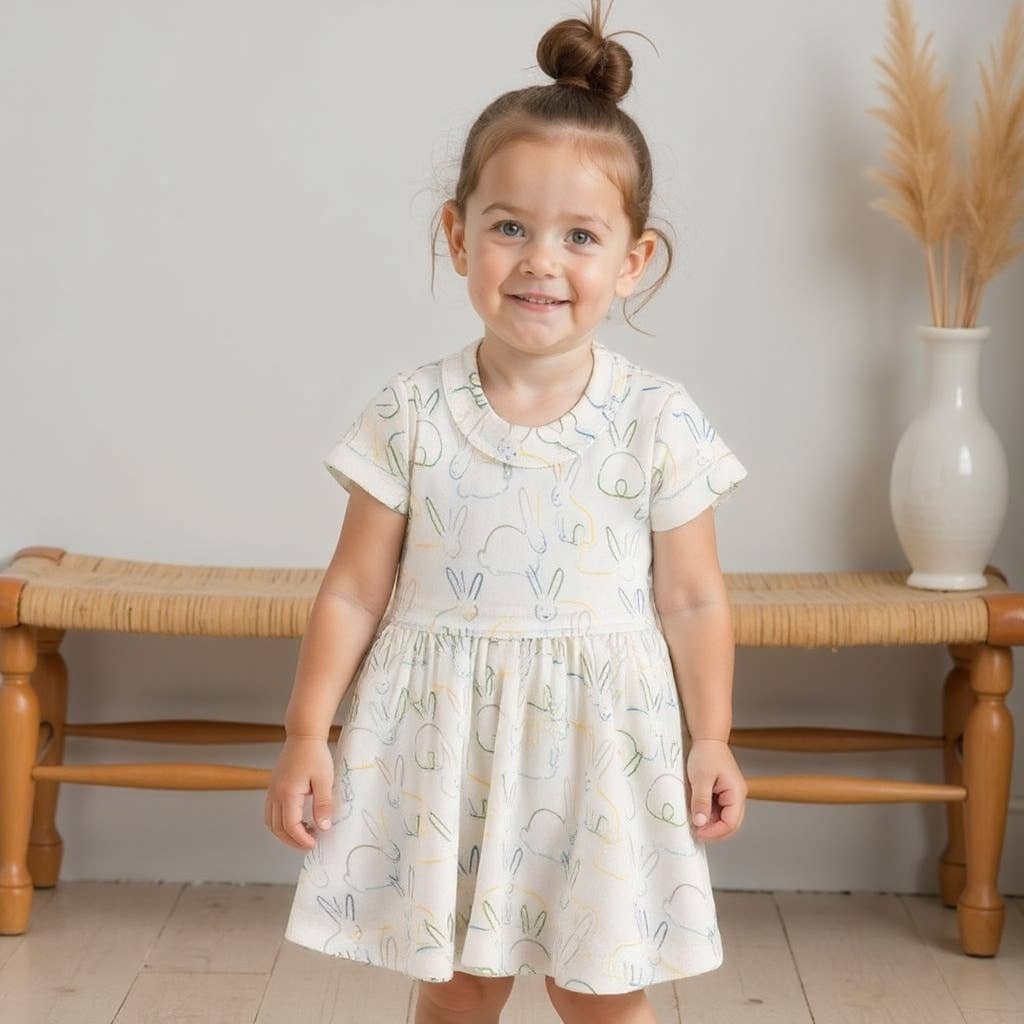Bunnies Twirl organic Dress baby and kid