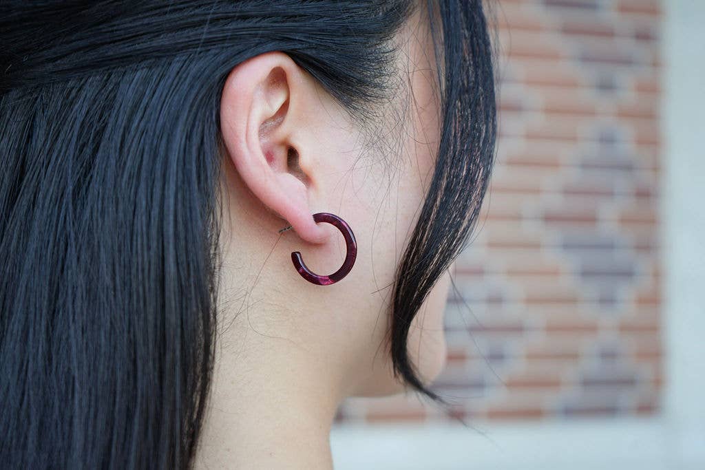 Cam Mini Hoops - Maroon // Jewelry, Earrings, Fall