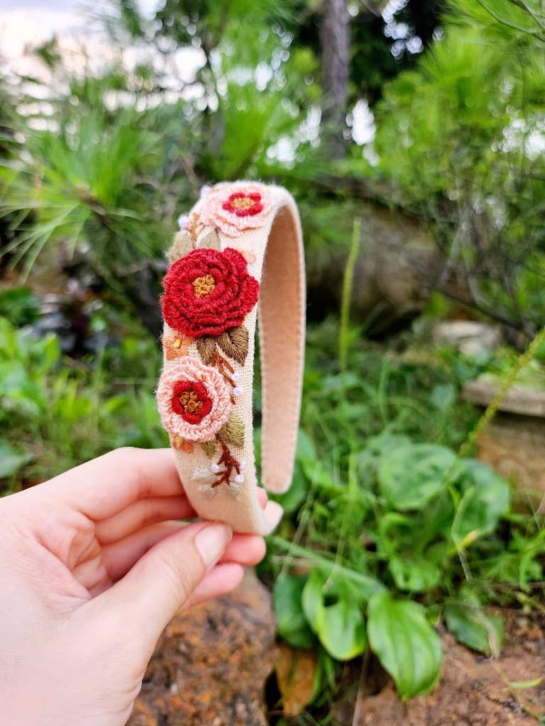 3D Floral Embroidered Headband, Brianna Collection