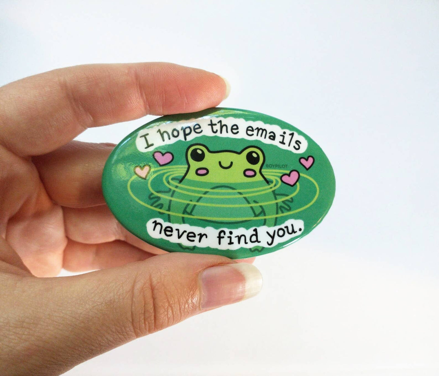 Safe from Emails Magnet - Cute Frog Oval Fridge Magnet