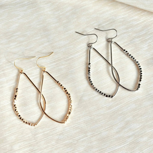 BEADED TEARDROP EARRINGS | 18k gold or platinum hook earring