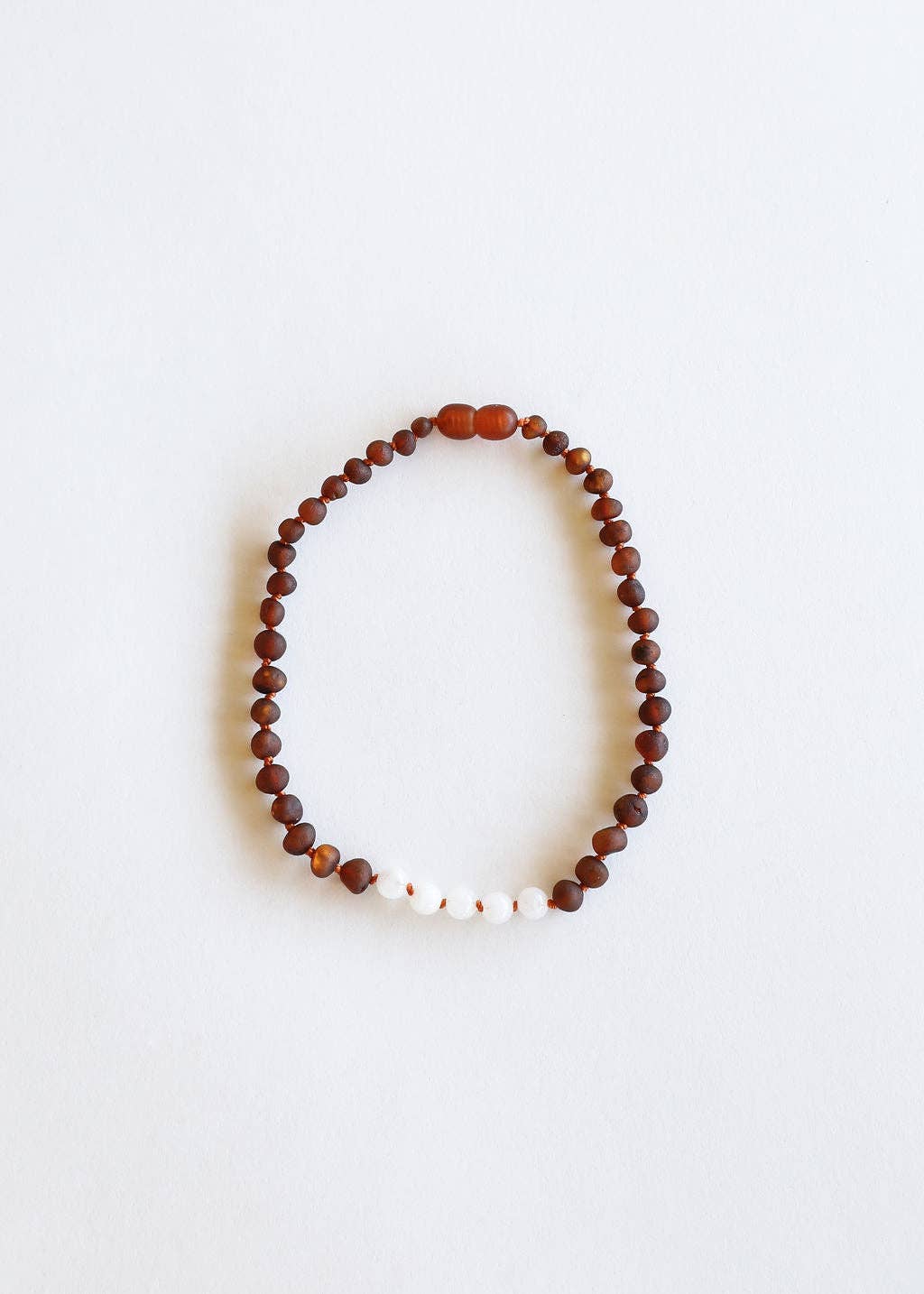 Raw Cognac Baltic Amber + Moonstone || Necklace