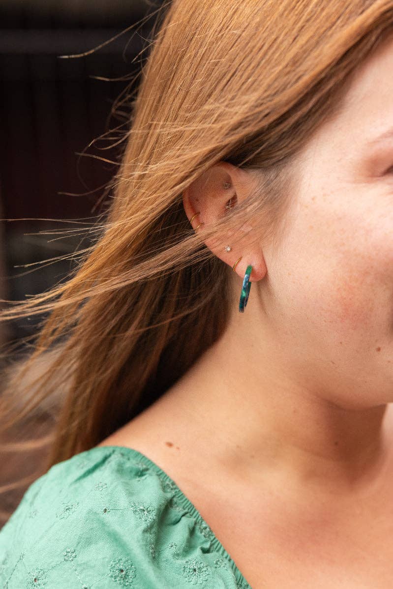 Cam Mini Hoops - Dark Green // Jewelry, Earrings, Fall
