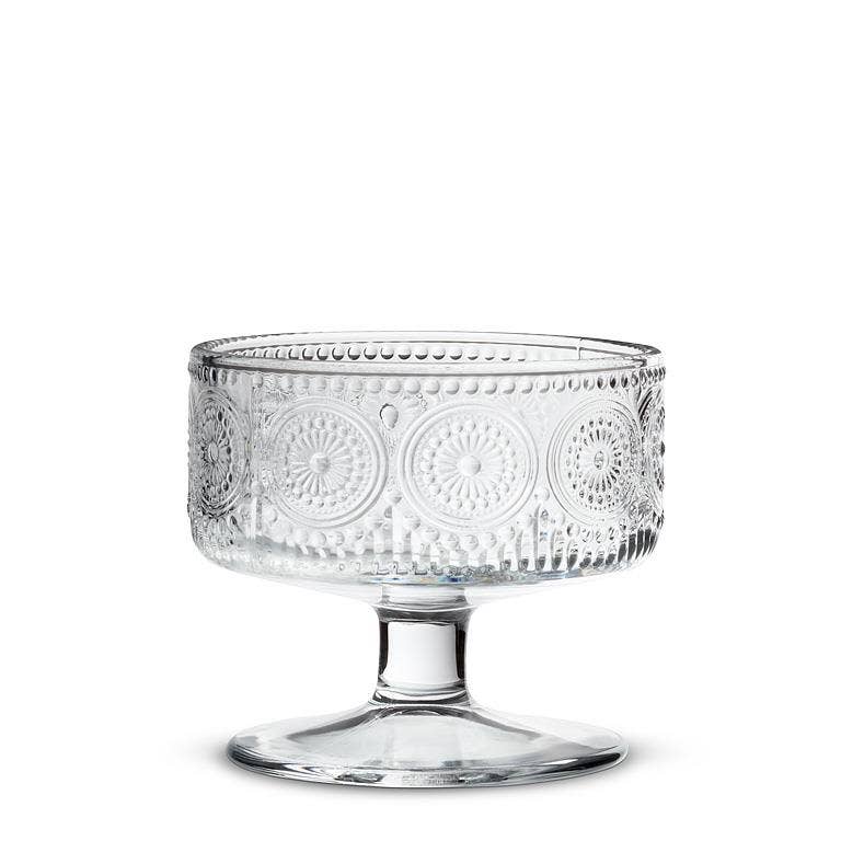 Embossed Circle Pedestal Small Bowl-3.5"D