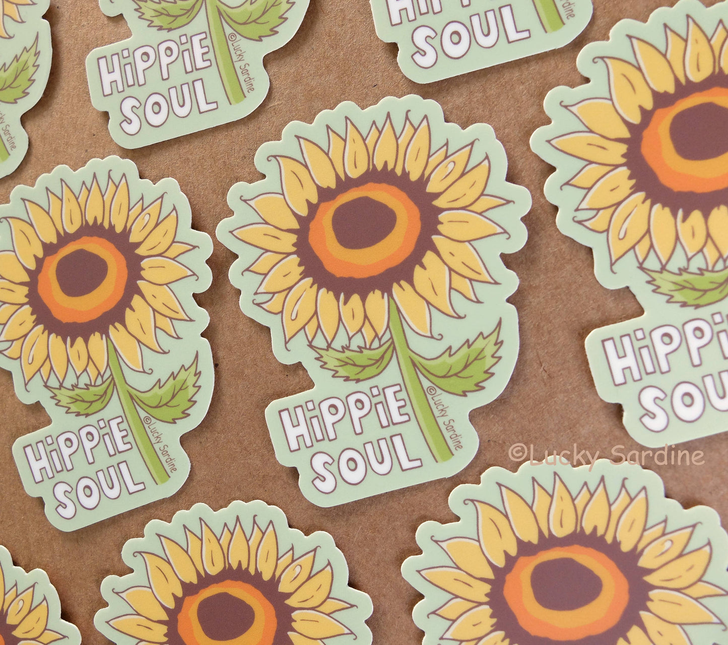 Hippie Soul Sunflower, Retro Wild Flower Vinyl Sticker