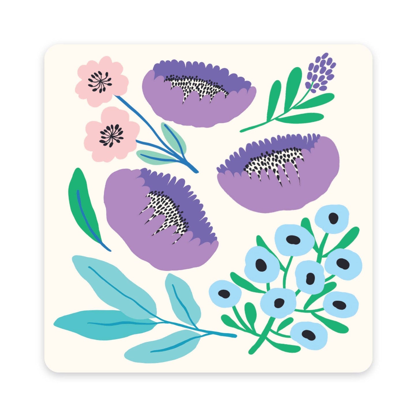 Botanical Bliss Assorted Mini Note Card Set with Stickers