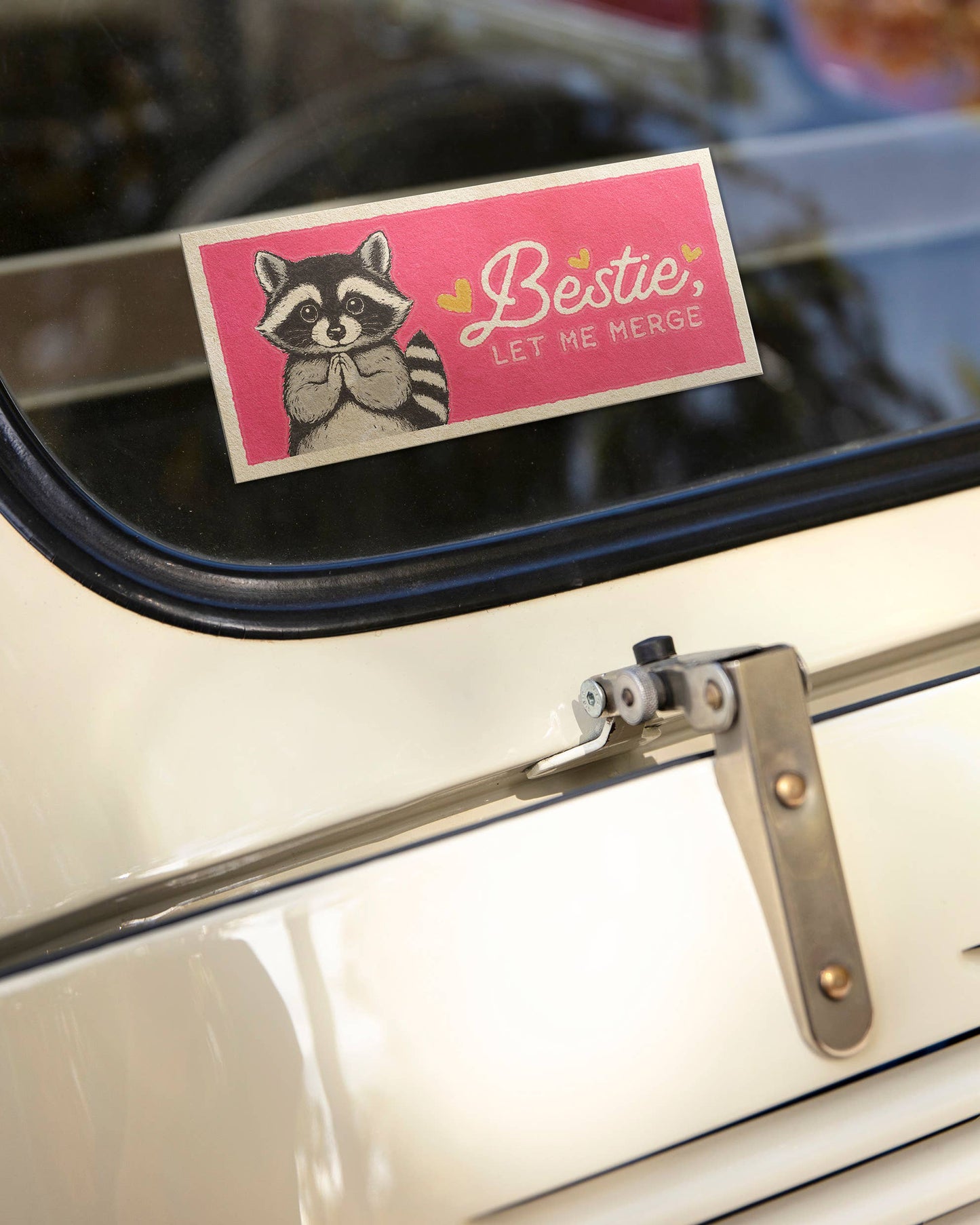 Raccoon Bestie Let Me Merge Bumper Sticker