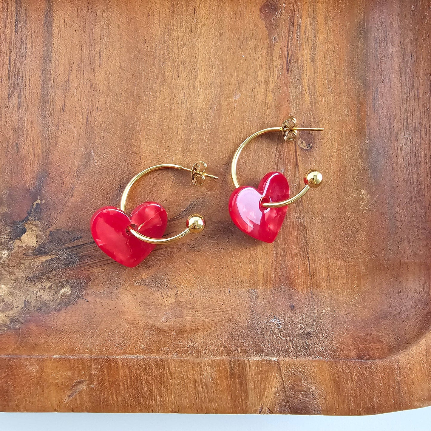 Sweetheart Hoops - Red // Valentine's Day Earrings, Jewelry