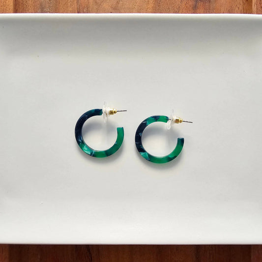Cam Mini Hoops - Dark Green // Jewelry, Earrings, Fall