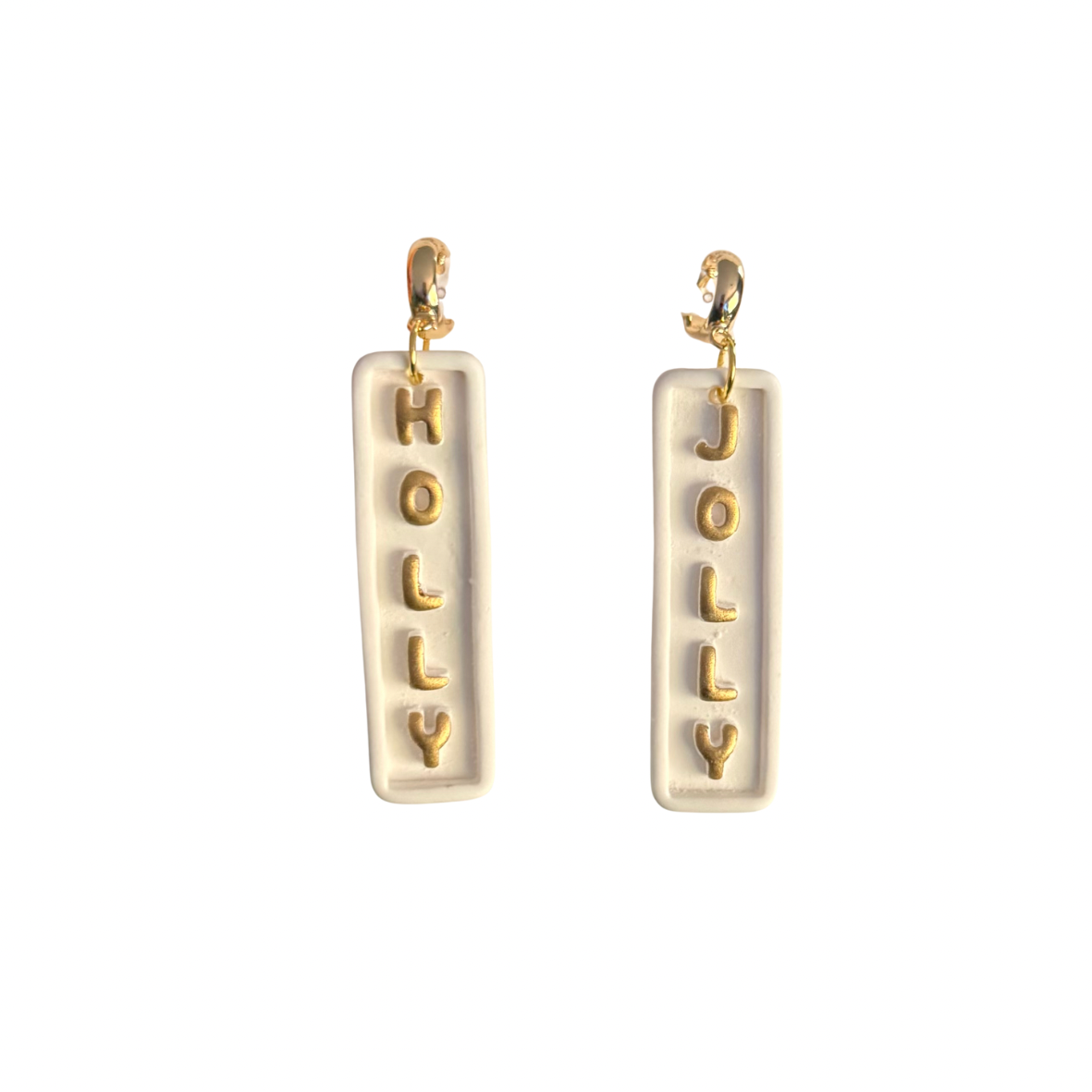 Holly Jolly White and Gold Earrings | Winter, Holiday