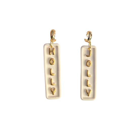 Holly Jolly White and Gold Earrings | Winter, Holiday