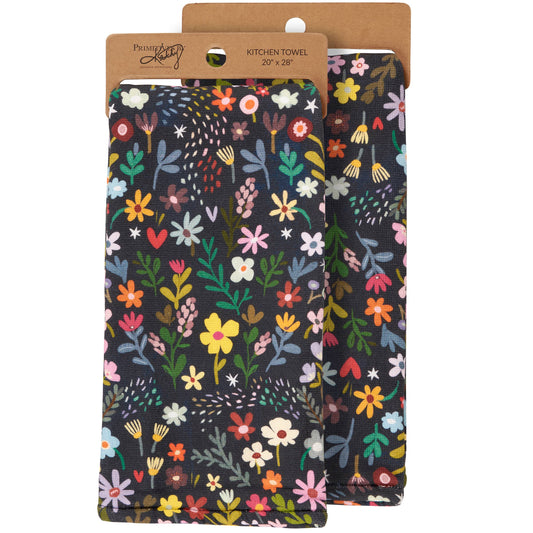 Dark Floral Kitchen Towel