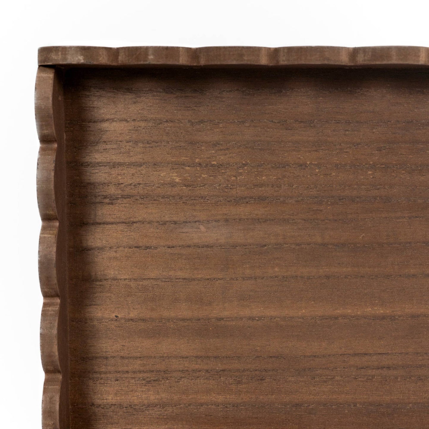 17008 - 13x9x2 wood scallop tray home decor, espresso
