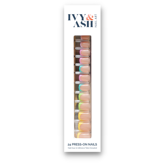 Pastel Rainbow Tips | Square French Tip Press-On Nails Set