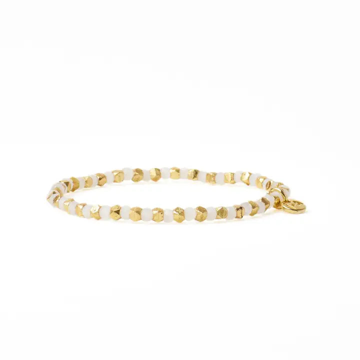 Louise crystal gold stretch bracelet white